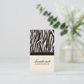 Zebra Print Mode Designer Elegant Modern Cream Visitekaartje (Staand voorkant)