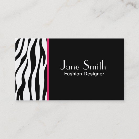 Zebra Print Mode Designer Hair Stylist Salon Visitekaartje (Voorkant)