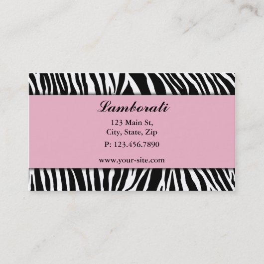 Zebra Print Mode Designer Hair Stylist Salon Visitekaartje (Voorkant)