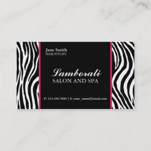 Zebra Print Mode Hair Stylist Salon Roze Visitekaartje