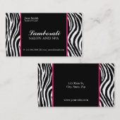 Zebra Print Mode Hair Stylist Salon Roze Visitekaartje (Voorkant / Achterkant)