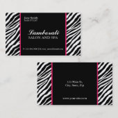 Zebra Print Mode Hair Stylist Salon Roze Visitekaartje (Voorkant / Achterkant)