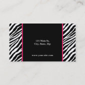 Zebra Print Mode Hair Stylist Salon Roze Visitekaartje (Achterkant)