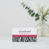 Zebra Print Mode Hot Pink Elegant Moderne Classy Visitekaartje (Staand voorkant)