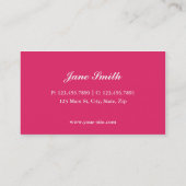 Zebra Print Mode Hot Pink Elegant Moderne Classy Visitekaartje (Achterkant)