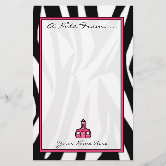 Zebra Print Mode Teacher Stationery Briefpapier (Voorkant)