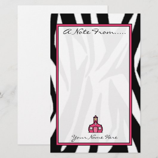 Zebra Print Mode Teacher Stationery Briefpapier (Voorkant / Achterkant)
