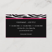 Zebra Print Modern elegant stijlvolle klasje Visitekaartje (Achterkant)