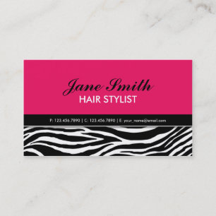 Zebra Print Modern legant hair Stylist Hot Pink Visitekaartje