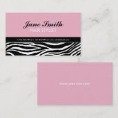Zebra Print Modern legant hair Stylist Spa roze Visitekaartje (Voorkant / Achterkant)