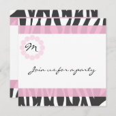 Zebra Print Monogram Birthday Party Invitation Kaart (Voorkant / Achterkant)