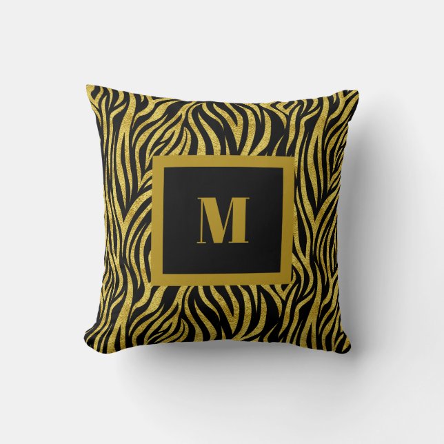 Zebra Print Monogram Kussen (Voorkant)