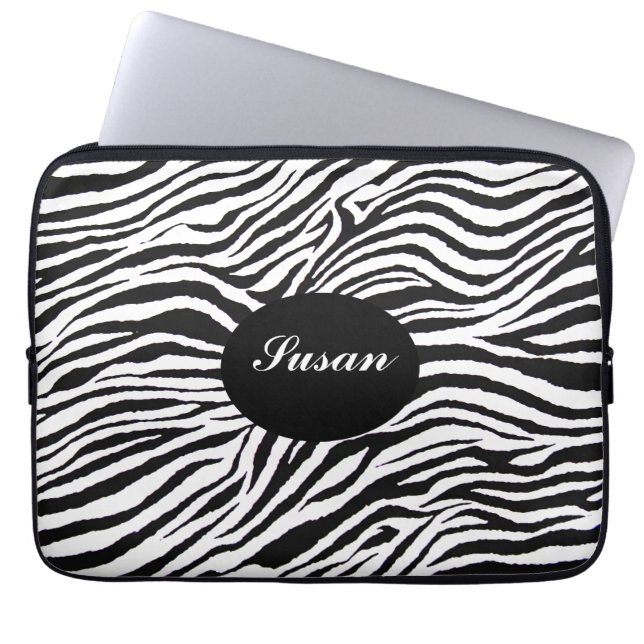 ZEBRA PRINT-MONOGRAM-LAPTOP SLAAPPERS LAPTOP SLEEVE (Voorkant)
