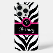 Zebra Print Monogram Naam Case-Mate iPhone Case (Achterkant)