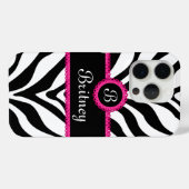 Zebra Print Monogram Naam Case-Mate iPhone Case (Achterkant (horizontaal))