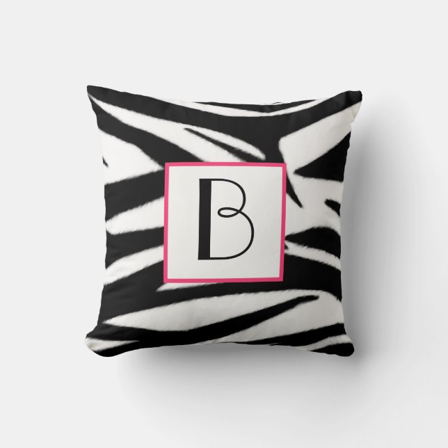 Zebra Print Monogram Pillow Kussen (Voorkant)