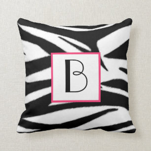 Zebra Print Monogram Pillow Kussen
