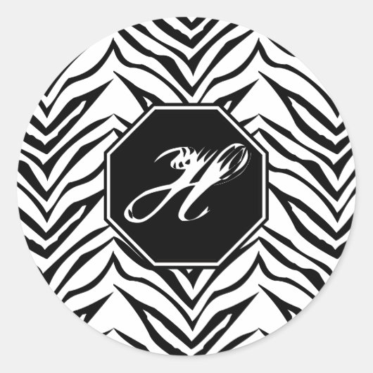 Zebra Print Monogram Stickers (Voorkant)