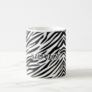Zebra Print Mug with "Sauvage" Text Koffiemok