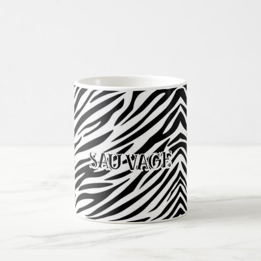 Zebra Print Mug with "Sauvage" Text Koffiemok (Center)