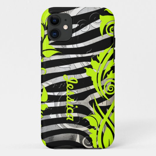 Zebra Print & Neon Flourishes Iphone 5 Hoesje (Achterkant)