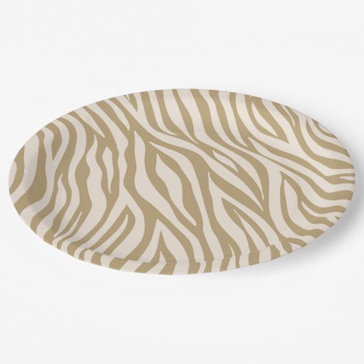 Zebra print-neutraal beige papieren bordje (Gekanteld)