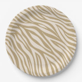Zebra print-neutraal beige papieren bordje (Voorkant)