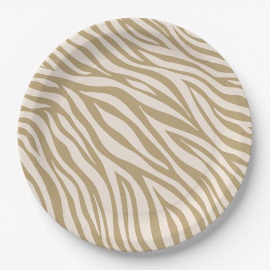 Zebra print-neutraal beige papieren bordje (Voorkant)
