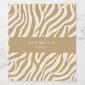 Zebra print-neutraal beige wijn etiket (Enkel label)