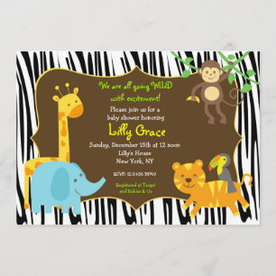 Zebra Print Oerwoud Safari Animal Baby shower Kaart