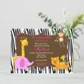 Zebra Print Oerwoud Safari Animal Baby shower Kaart (Staand voorkant)