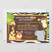 Zebra Print Oerwoud Safari Baby shower Uitnodiging (Voorkant)