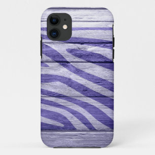Zebra print op hout #18 iPhone 11 hoesje