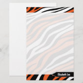 Zebra Print Oranje mengeling op maat Briefpapier (Voorkant / Achterkant)