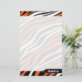 Zebra Print Oranje mengeling op maat Briefpapier (Staand voorkant)