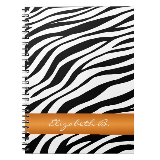 Zebra print Oranje Stripe persoonlijk Notitieboek (Voorkant)