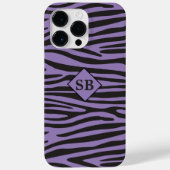 Zebra Print Paars Black Stripes Monogramed Case-Mate iPhone Case (Achterkant)
