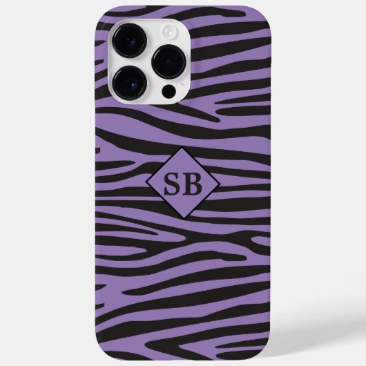 Zebra Print Paars Black Stripes Monogramed Case-Mate iPhone Case (Achterkant)