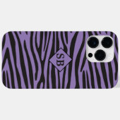 Zebra Print Paars Black Stripes Monogramed Case-Mate iPhone Case (Achterkant (horizontaal))