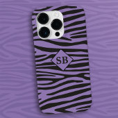 Zebra Print Paars Black Stripes Monogramed Case-Mate iPhone Case