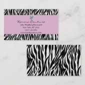 zebra print paars met hartritme diamant visitekaartje (Voorkant / Achterkant)