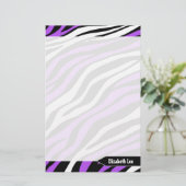 Zebra Print Paars Mix Personeelsformatie Briefpapier (Staand voorkant)