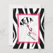 Zebra print paraplu Baby shower uitnodiging (Voorkant)