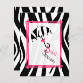 Zebra print paraplu Baby shower uitnodiging (Voorkant / Achterkant)