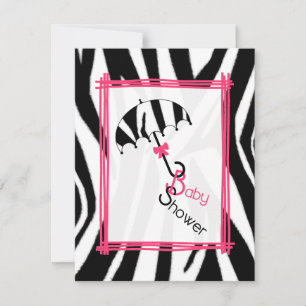Zebra print paraplu Baby shower uitnodiging