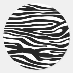 Zebra Print Pattern - Black and White Ronde Sticker