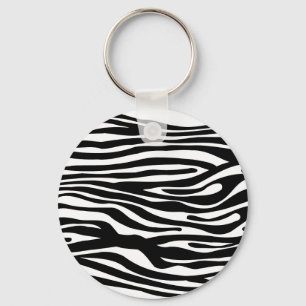 Zebra Print Pattern - Black and White Sleutelhanger