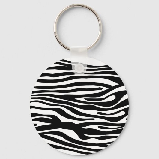 Zebra Print Pattern - Black and White Sleutelhanger (Voorkant)