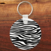 Zebra Print Pattern - Black and White Sleutelhanger (Voorkant)