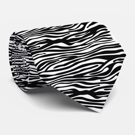 Zebra Print Pattern - Black and White Stropdas (Opgerold)